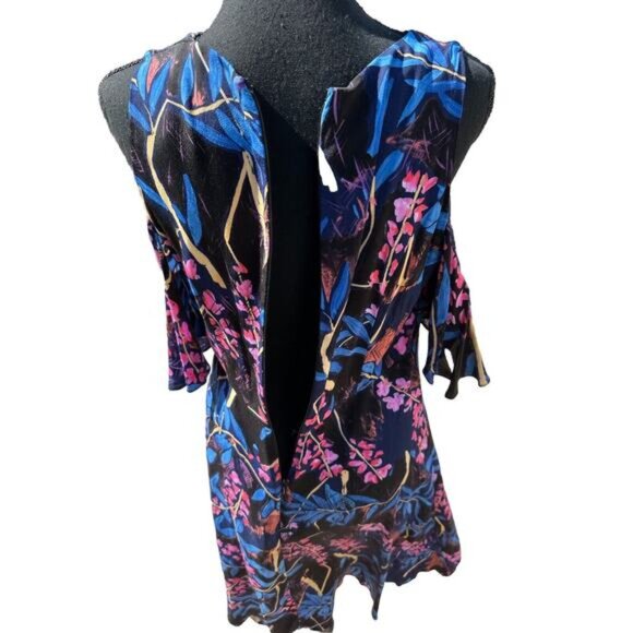 Anthropologie MAEVE Floral ELIA Open-Shoulder Dress Bell Flutter Sleeve Size 6 - Picture 3 of 10